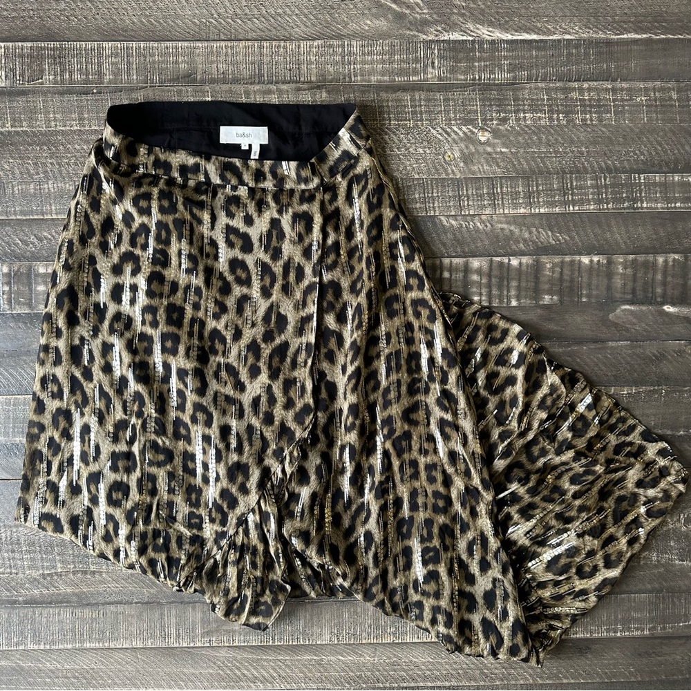 BA&SH Jalvy leopard-print fil coupé silk-blend midi wrap skirt - Picture 14 of 15